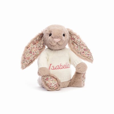 Jellycat Blossom Bea Beige Bunny with Cream Jumper USA | 64528ALTS